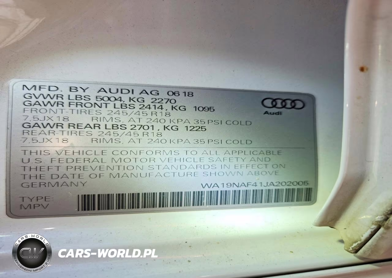 2018 Audi A4 Allroad Prestige VIN:WA19NAF41JA202005 - 14