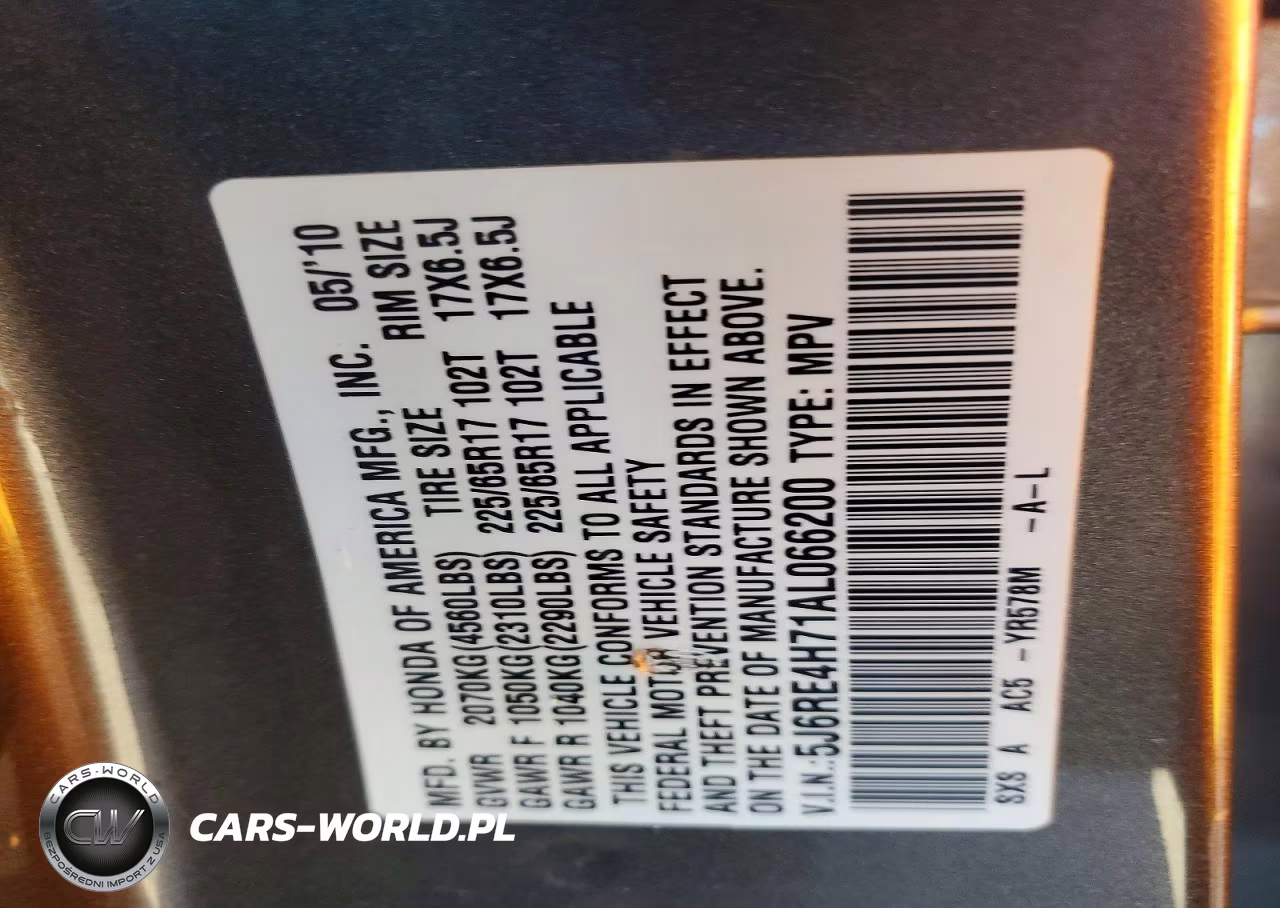 2010 Honda Cr-V Exl VIN:5J6RE4H71AL066200 - 13
