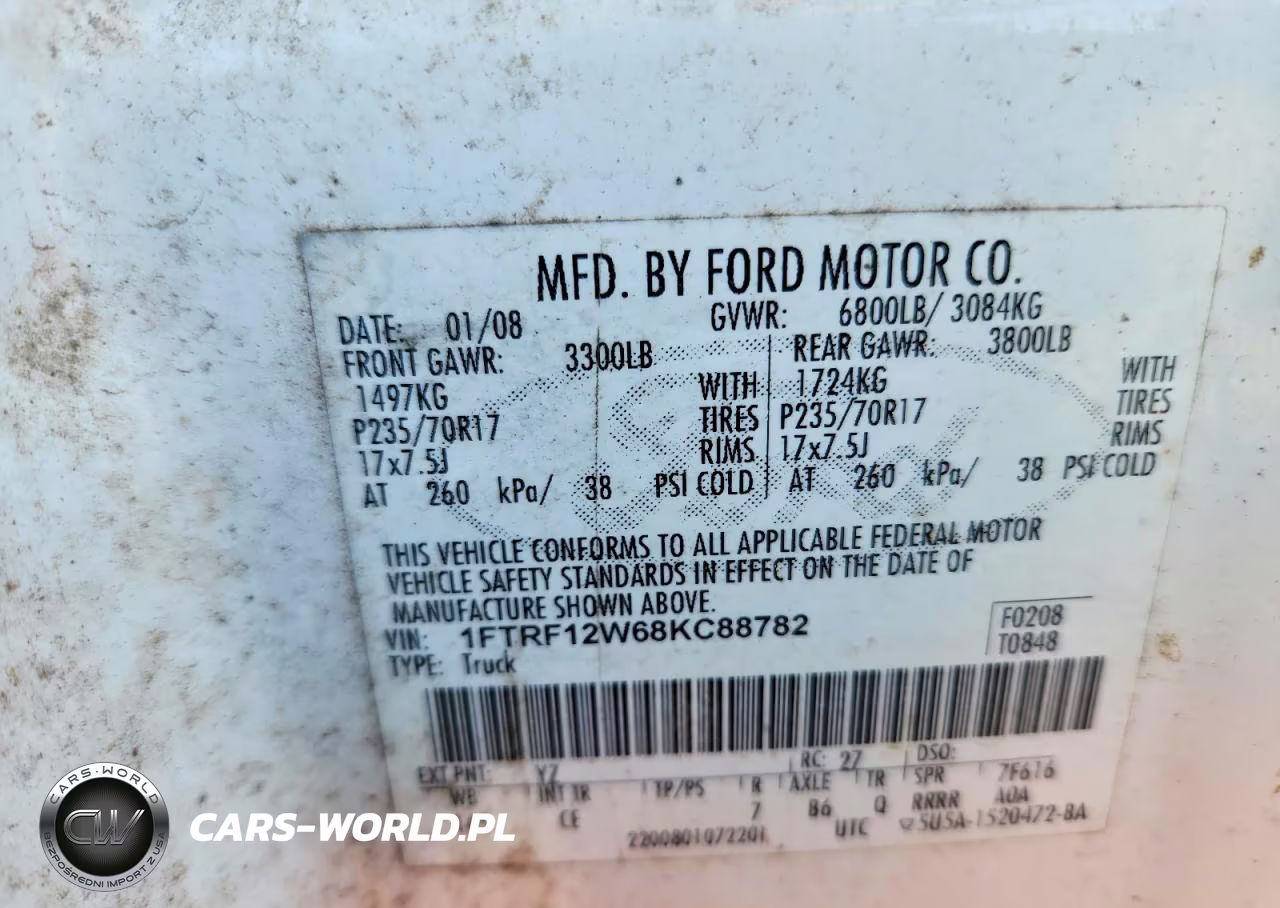 2008 Ford F150 VIN:1FTRF12W68KC88782 - 12
