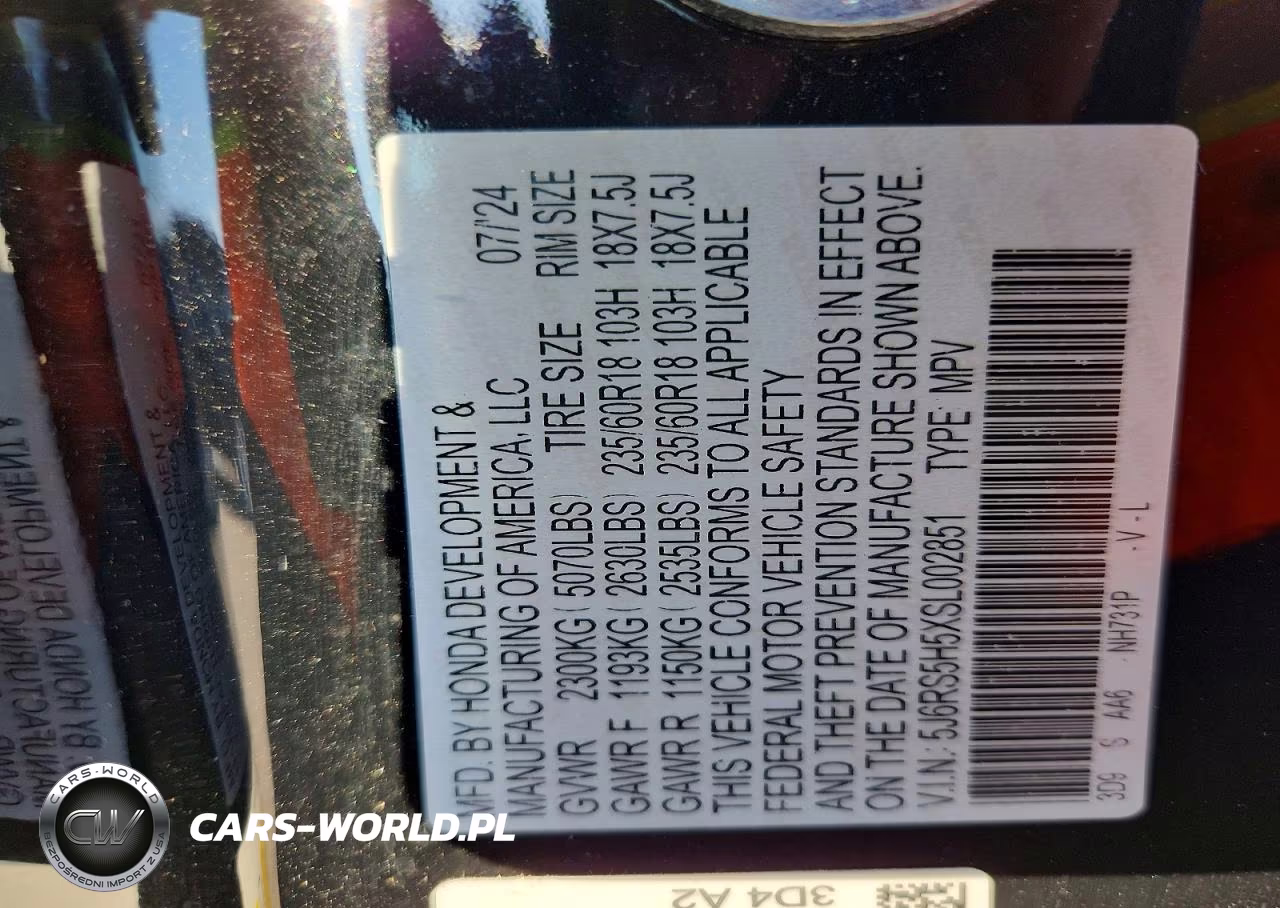 2025 Honda Cr-V Sport VIN:5J6RS5H5XSL002851 - 13