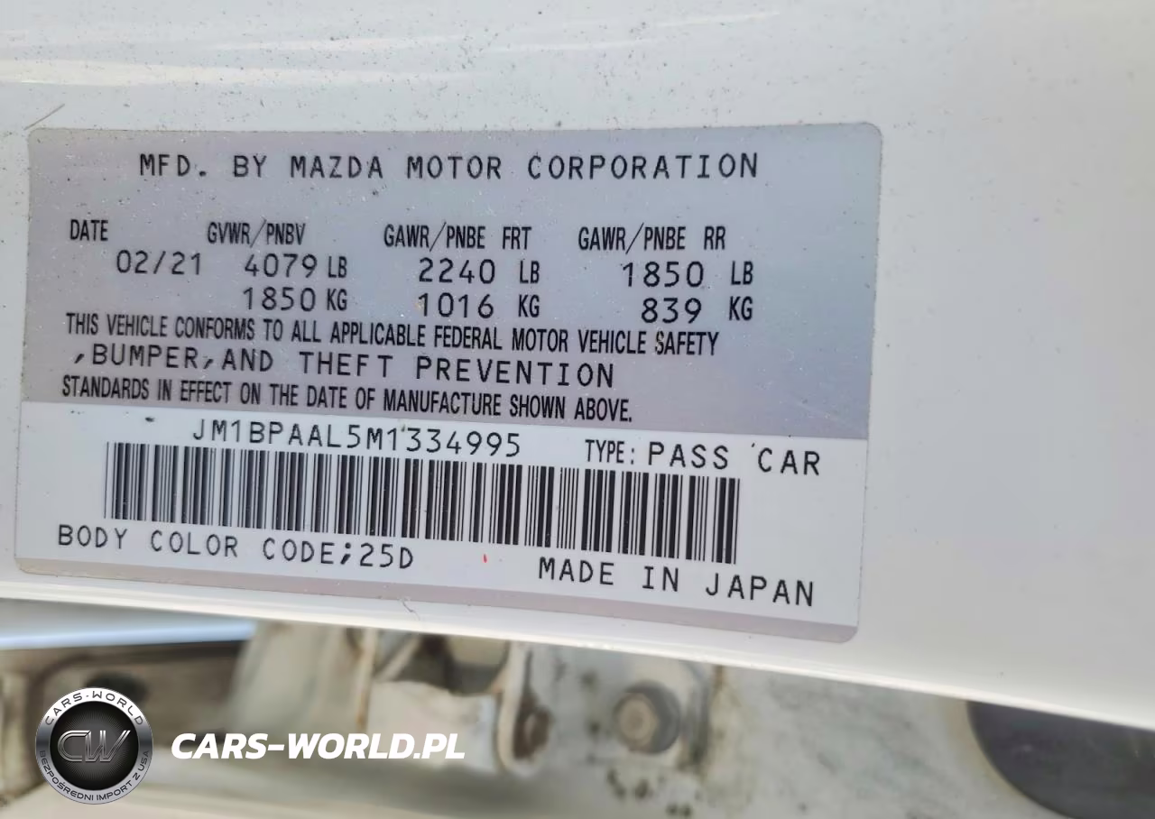 2021 Mazda 3 VIN:JM1BPAAL5M1334995 - 12