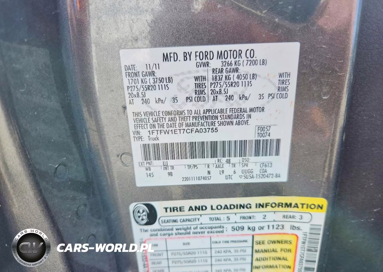 2012 Ford F150 Supercrew VIN:1FTFW1ET7CFA03755 - 12
