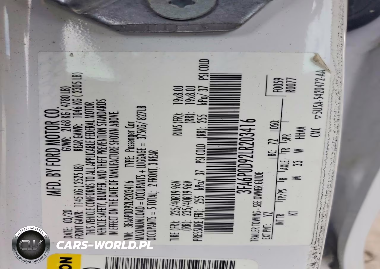 2020 Ford Fusion Titanium VIN:3FA6P0D92LR203416 - 12