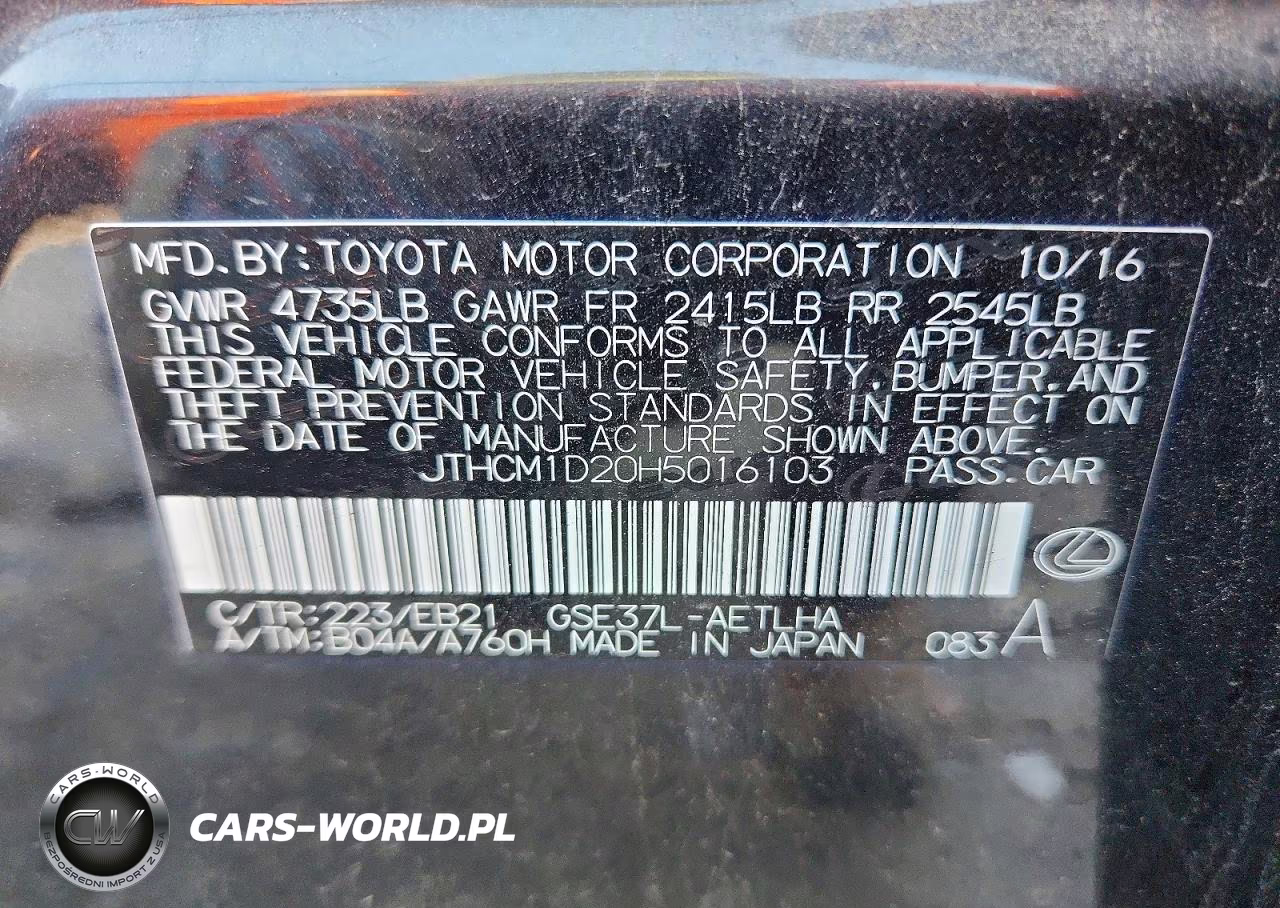 2017 Lexus Is 300 VIN:JTHCM1D20H5016103 - 12