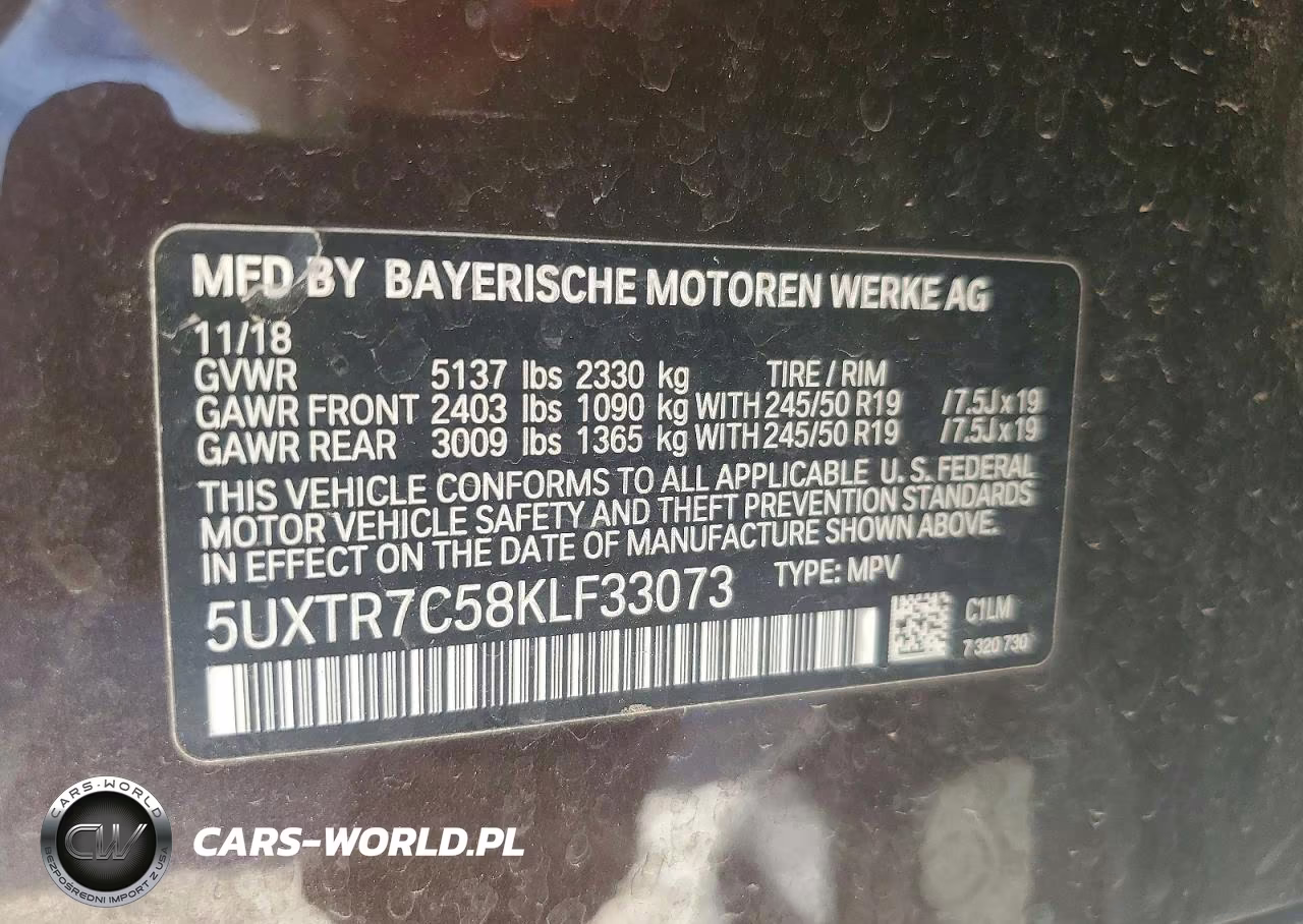 2019 BMW X3 Sdrive30I VIN:5UXTR7C58KLF33073 - 13