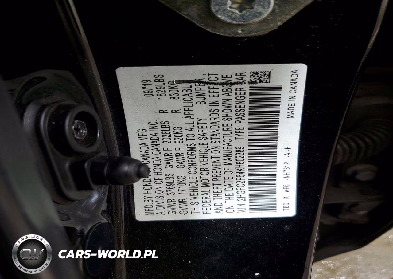2019 Honda Civic Lx VIN:2HGFC2F64KH602389 - 13