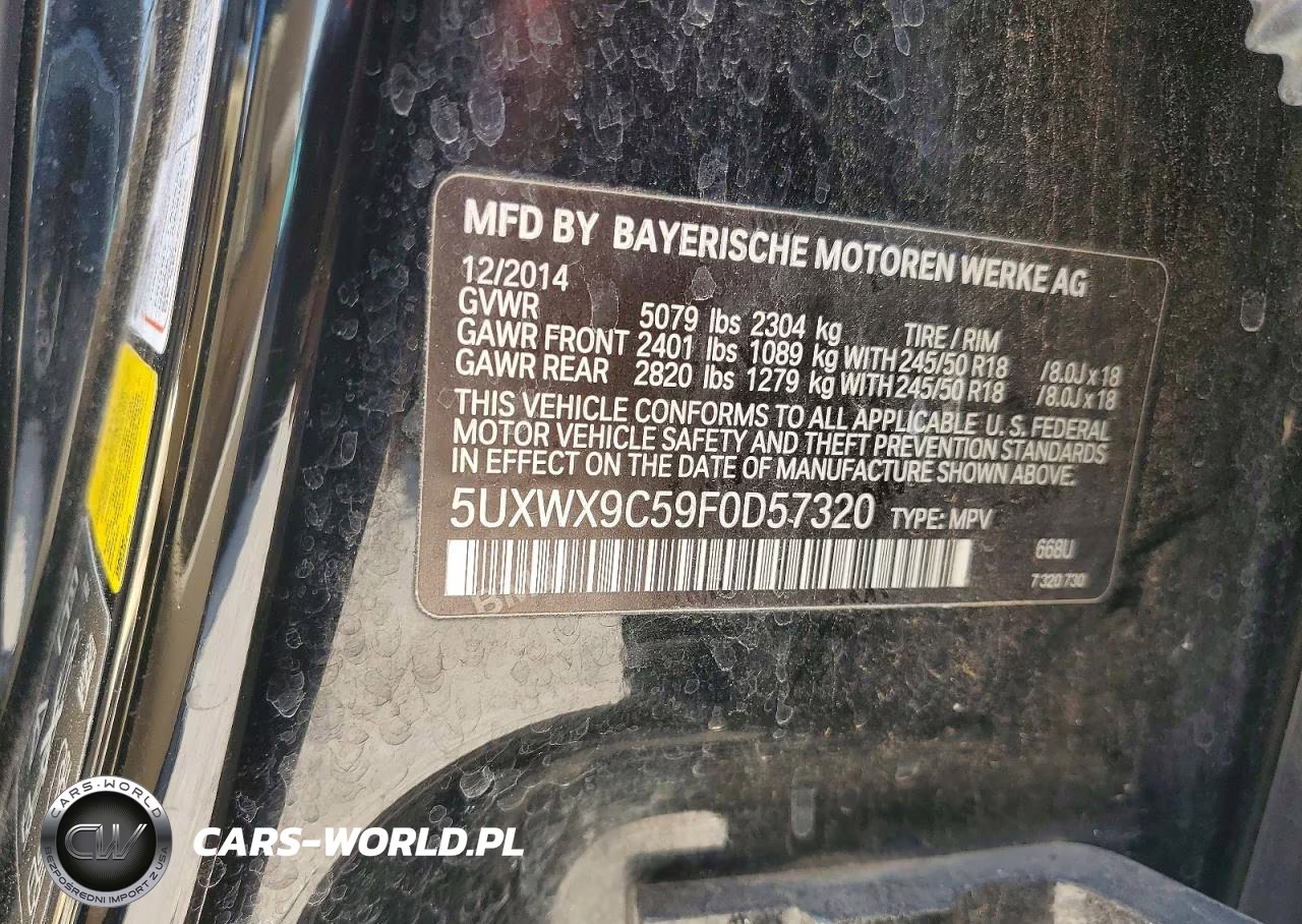 2015 BMW X3 xDrive28I VIN:5UXWX9C59F0D57320 - 13