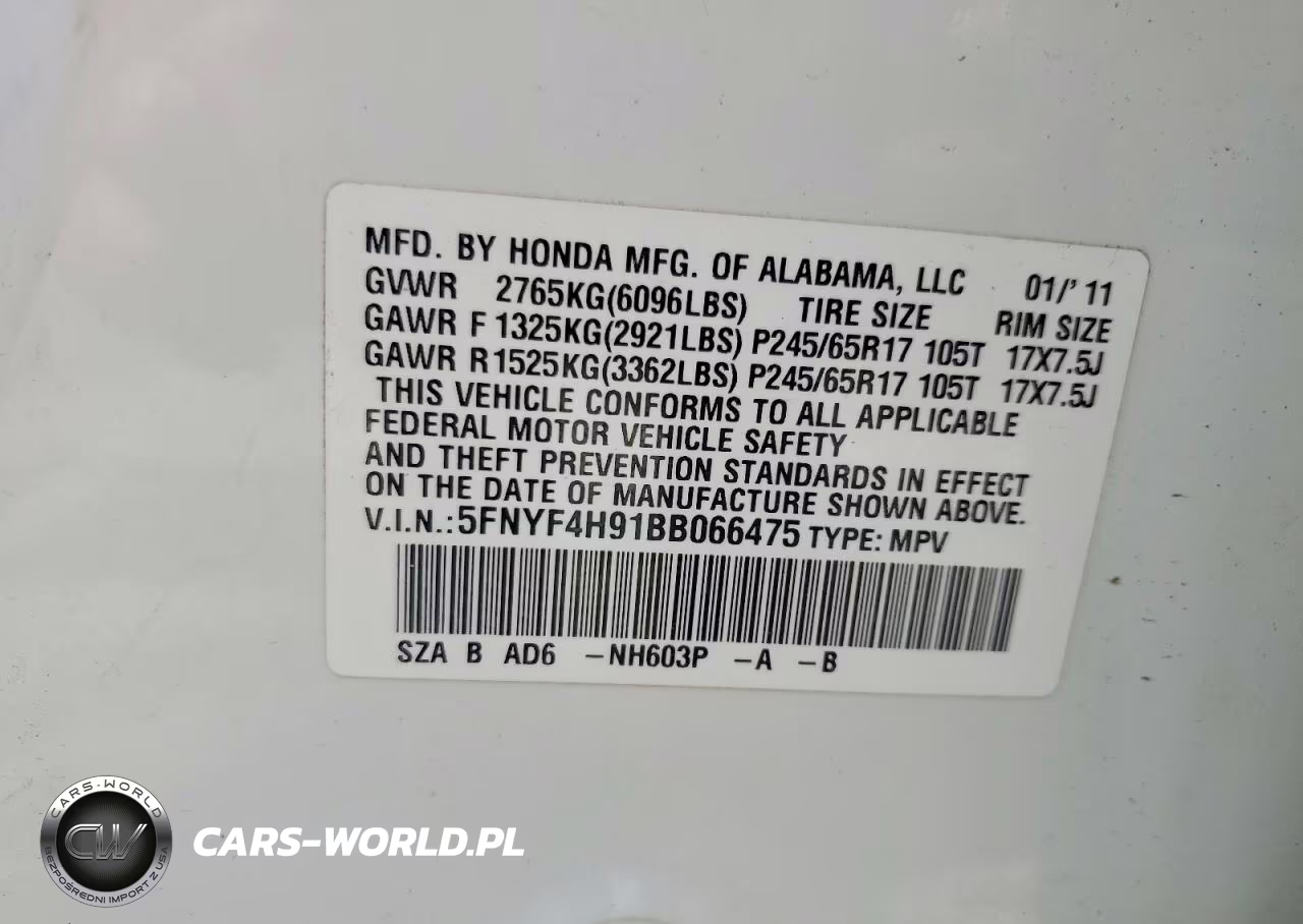 2011 Honda Pilot Touring VIN:5FNYF4H91BB066475 - 13