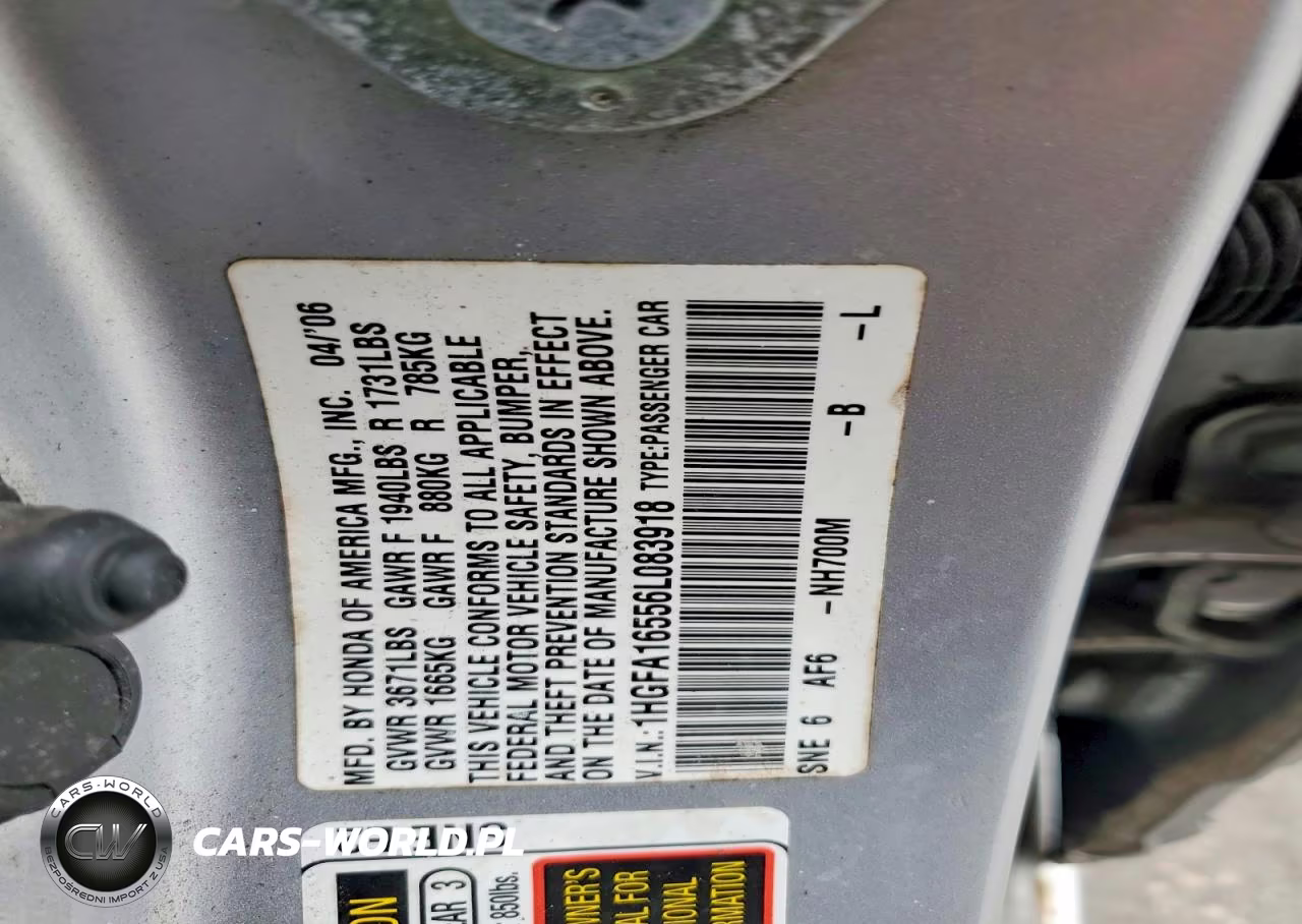 2006 Honda Civic Lx VIN:1HGFA16556L083918 - 12