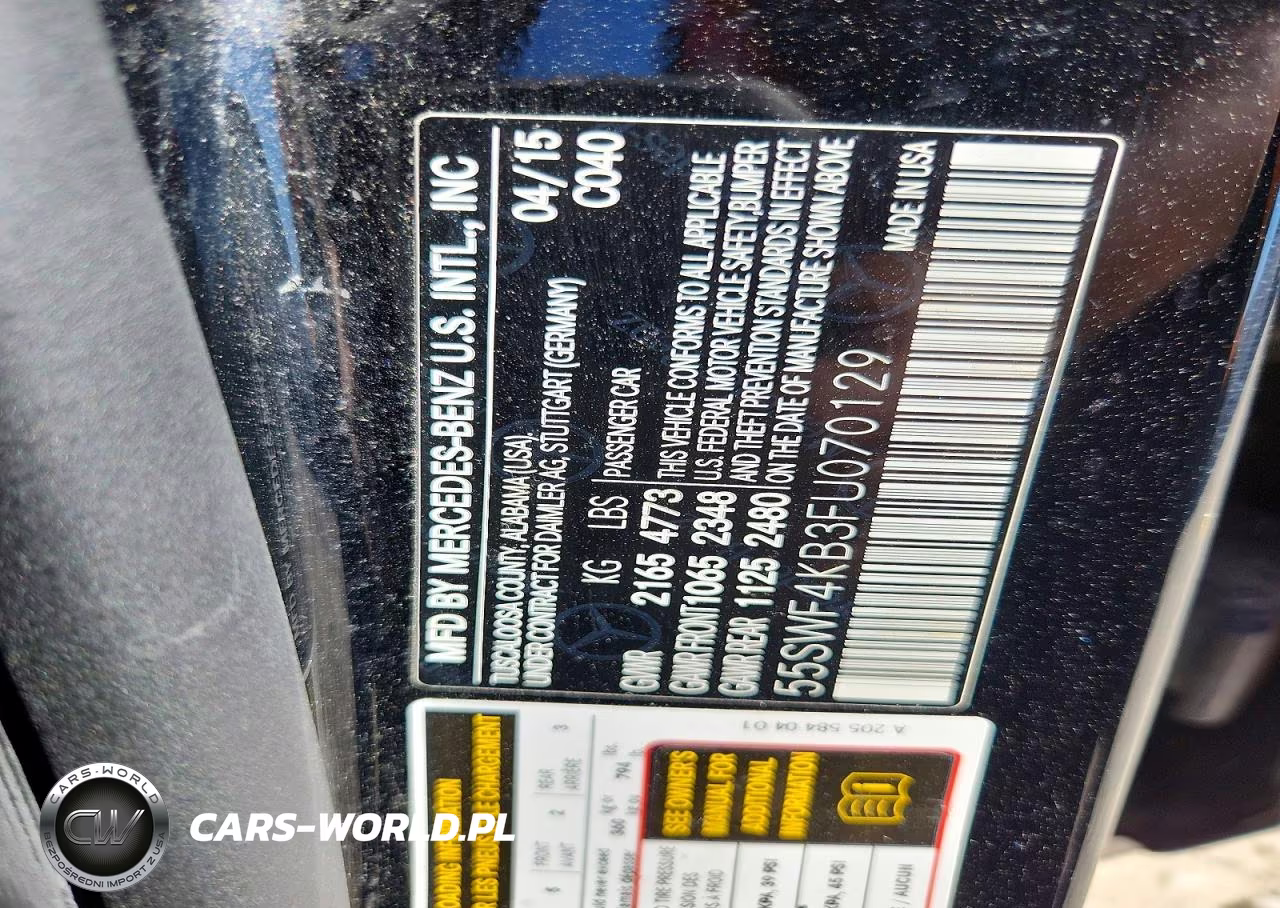 2015 Mercedes-Benz C 300 4Matic VIN:55SWF4KB3FU070129 - 12