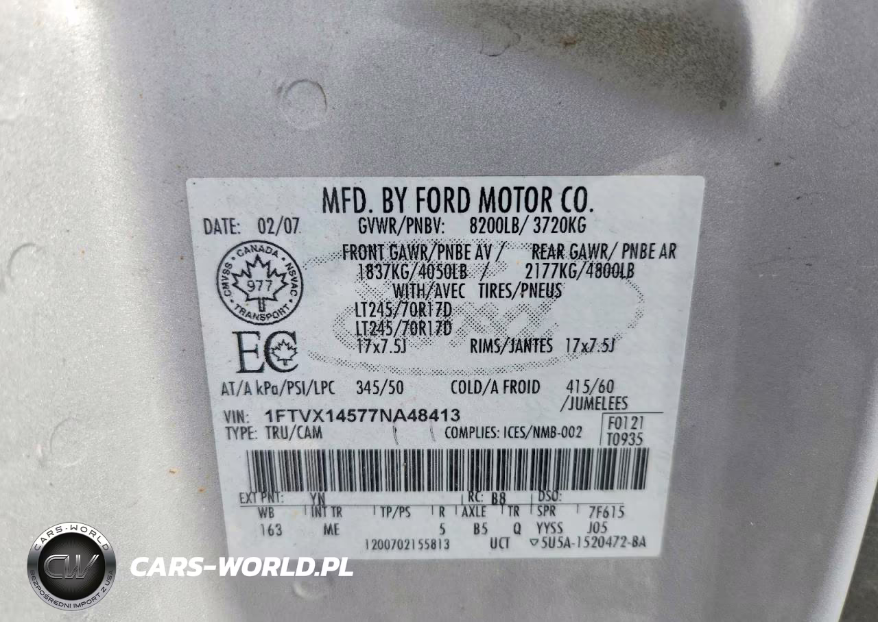 2007 Ford F150 VIN:1FTVX14577NA48413 - 12