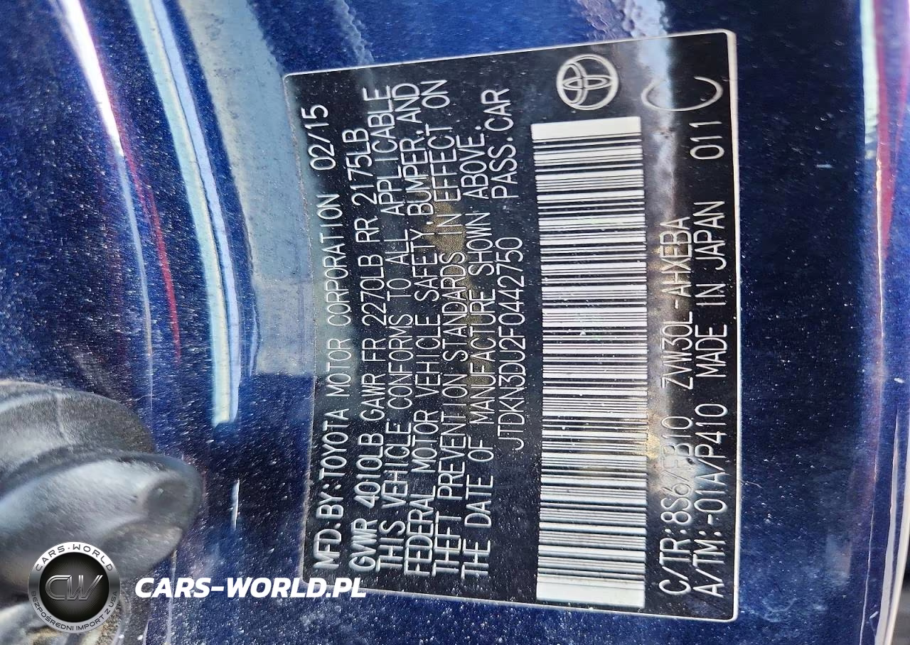 2015 Toyota Prius Two VIN:JTDKN3DU2F0442750 - 13