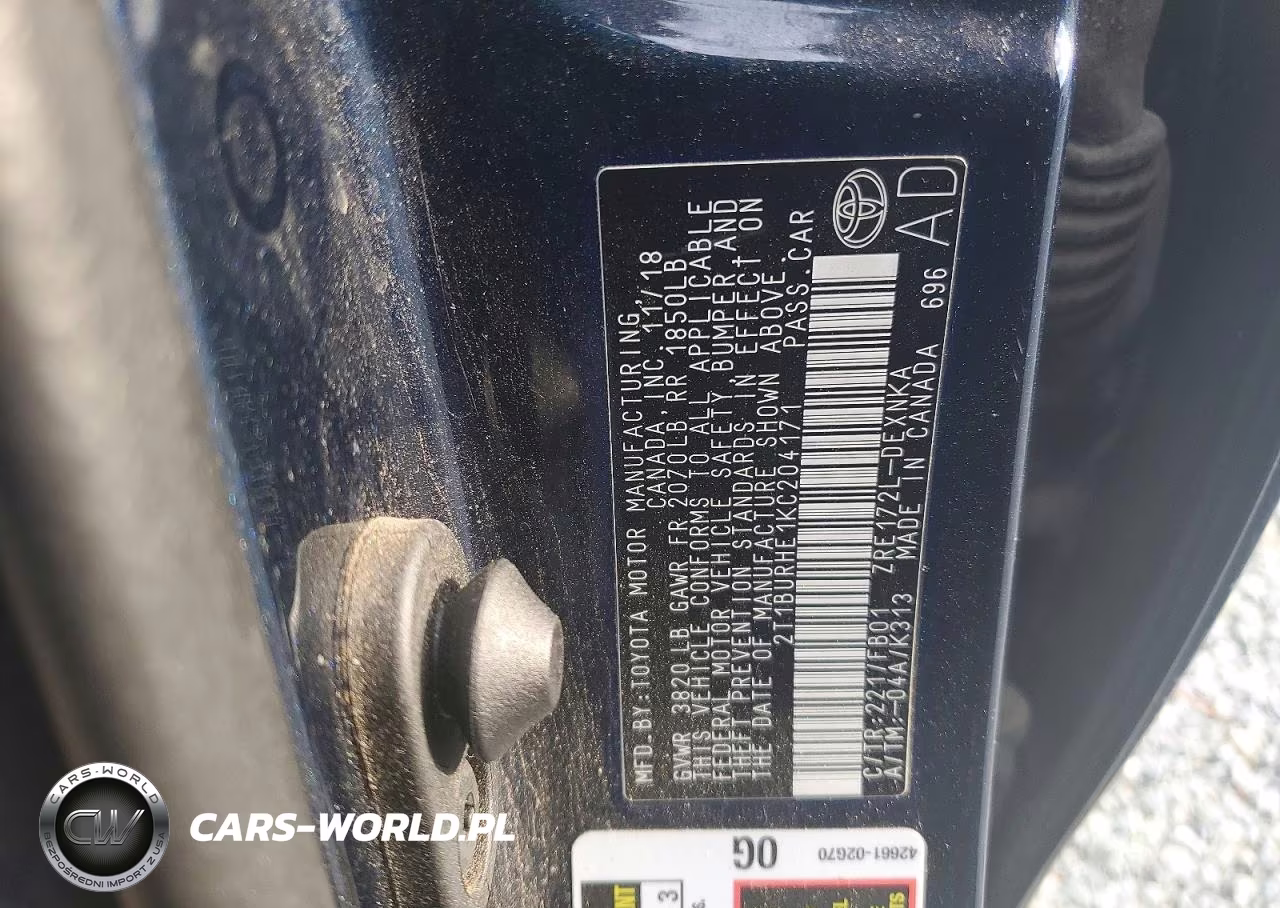 2019 Toyota Corolla Le VIN:2T1BURHE1KC204171 - 13