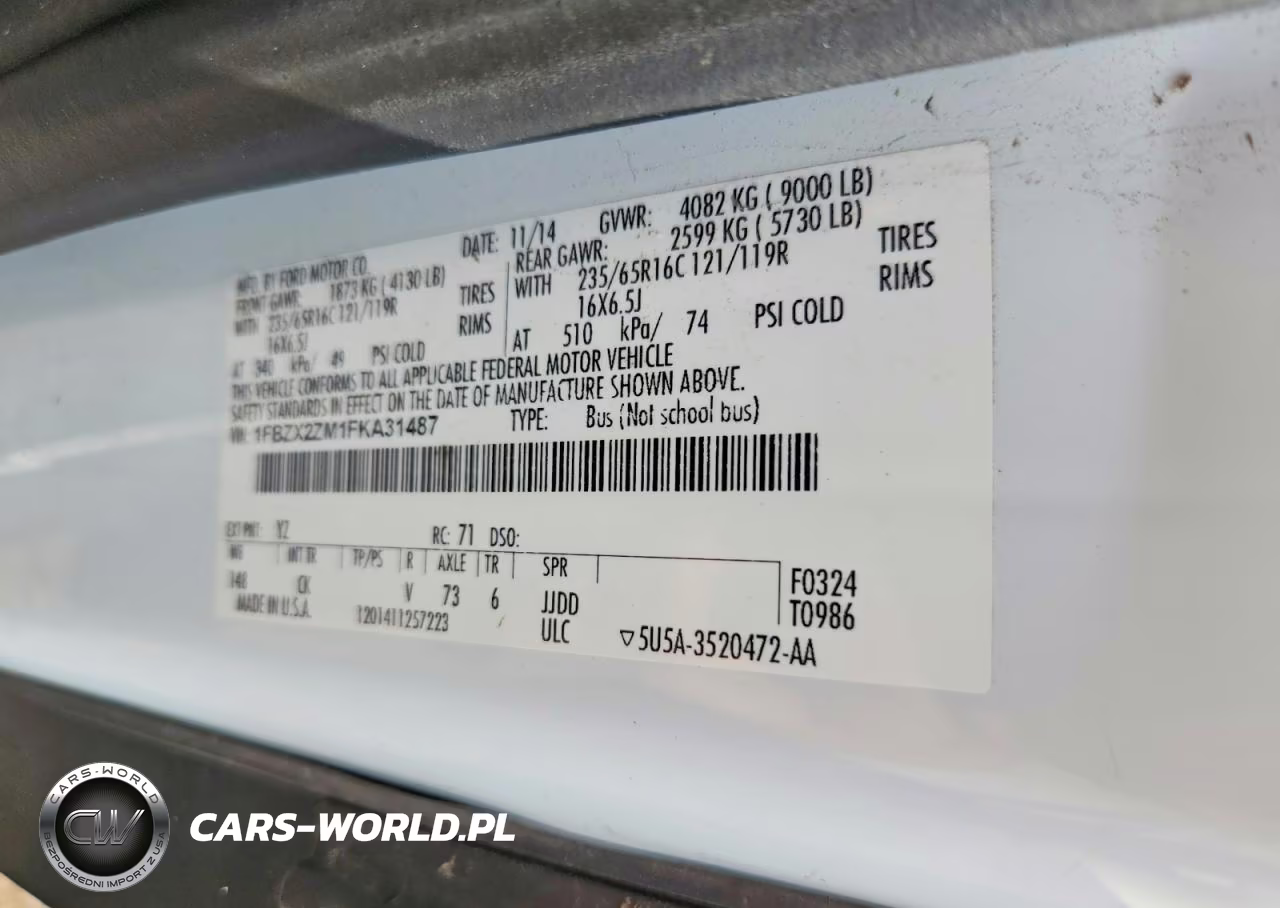 2015 Ford Transit T-350 VIN:1FBZX2ZM1FKA31487 - 13