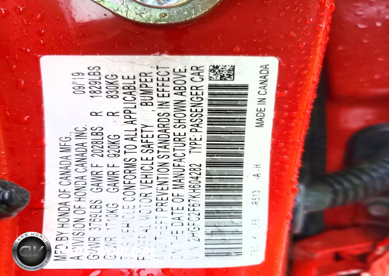 2019 Honda Civic Lx VIN:2HGFC2F67KH604282 - 13