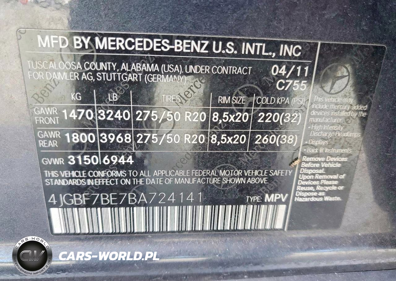 2011 Mercedes-Benz Gl 450 4Matic VIN:4JGBF7BE7BA724141 - 13