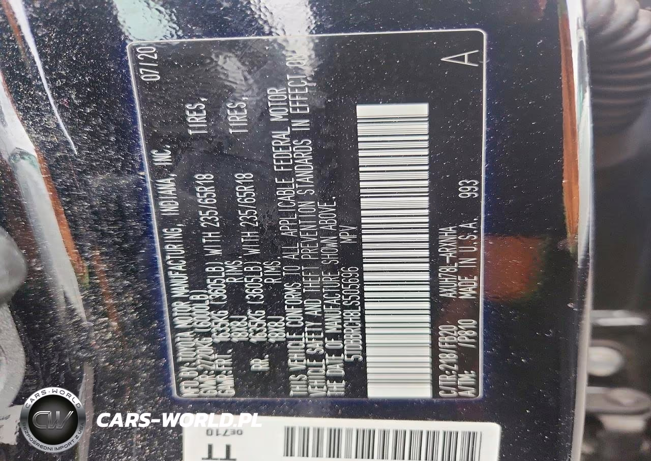 2020 Toyota Highlander Hybrid Le VIN:5TDBBRCH8LS505696 - 12