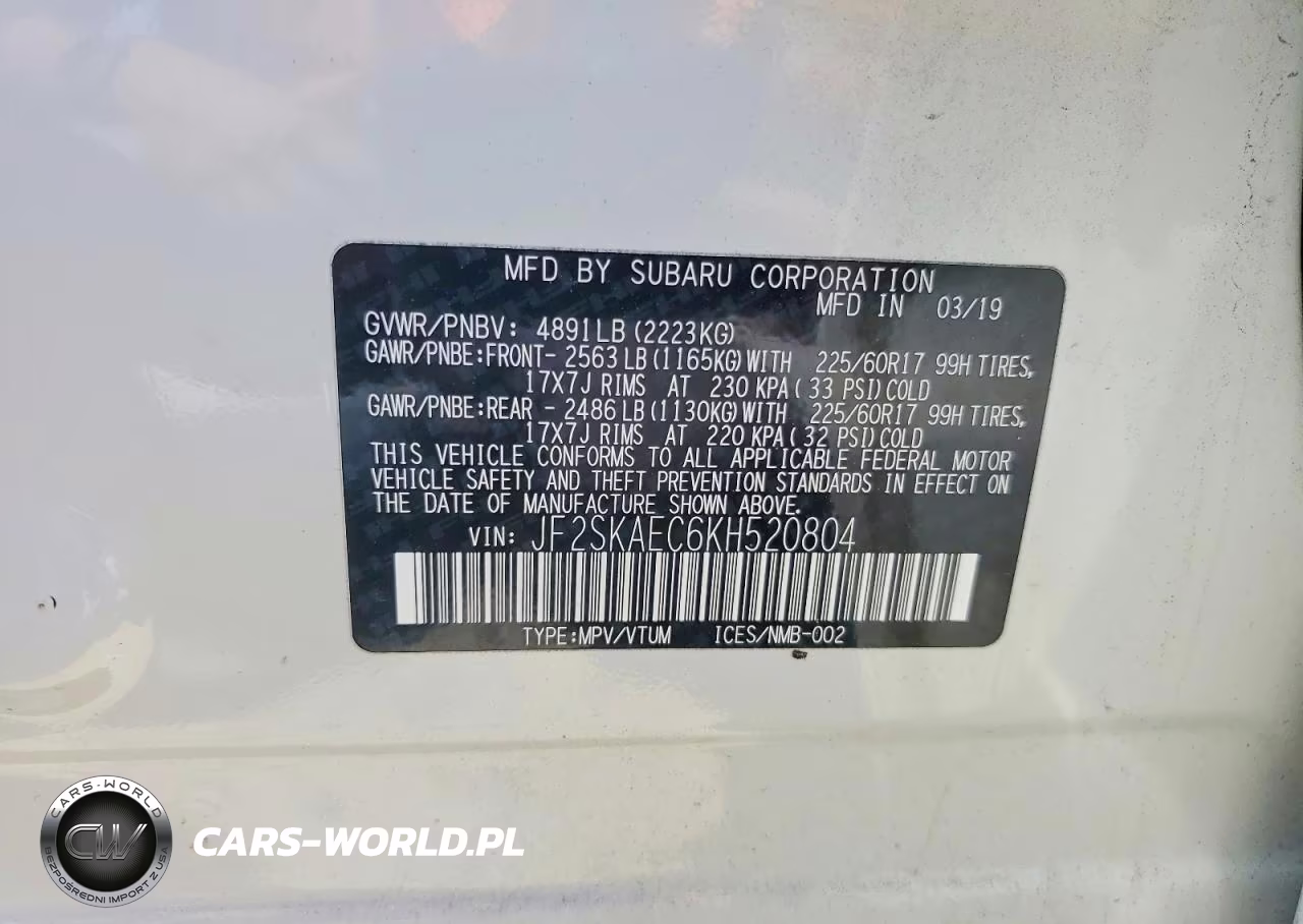2019 Subaru Forester Premium VIN:JF2SKAEC6KH520804 - 14