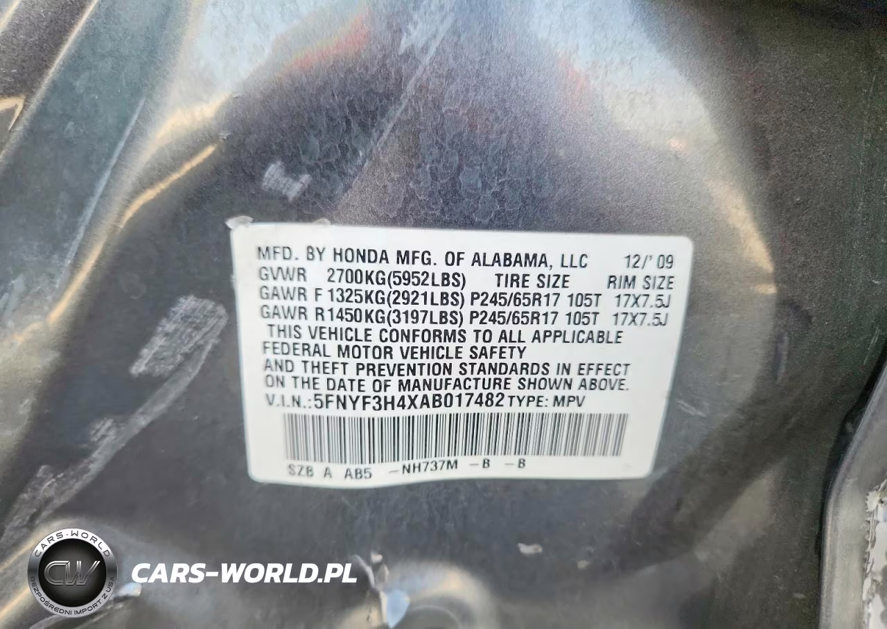 2010 Honda Pilot Ex VIN:5FNYF3H4XAB017482 - 13