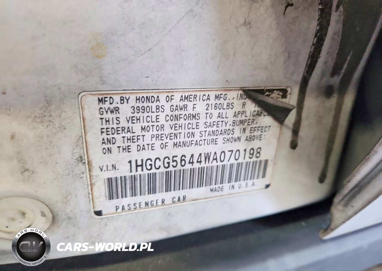 1998 Honda Accord Lx VIN:1HGCG5644WA070198 - 12