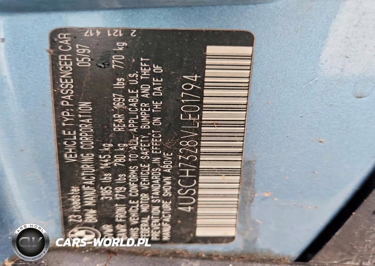 1997 BMW Z3 1.9 VIN:4USCH7328VLE01794 - 12