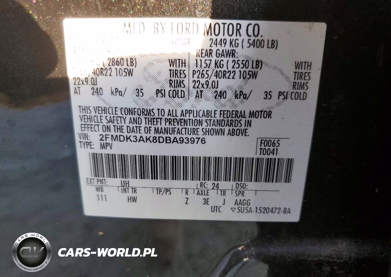 2013 Ford Edge Sport VIN:2FMDK3AK8DBA93976 - 12