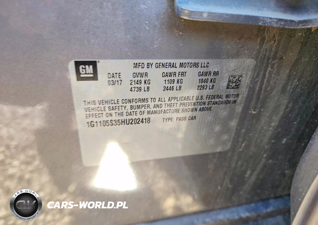 2017 Chevrolet Impala Lt VIN:1G1105S35HU202418 - 12