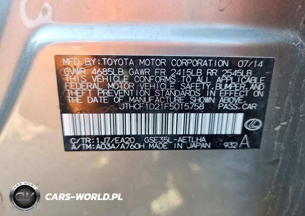 2015 Lexus Is 250 VIN:JTHCF1D21F5015758 - 12