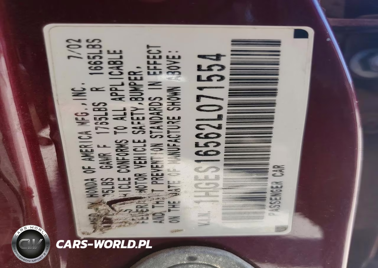 2002 Honda Civic Lx VIN:1HGES16562L071554 - 12