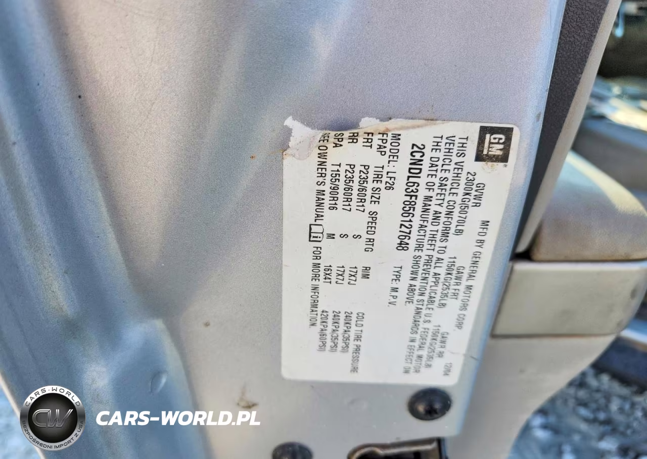 2005 Chevrolet Equinox Lt VIN:2CNDL63F856127648 - 13