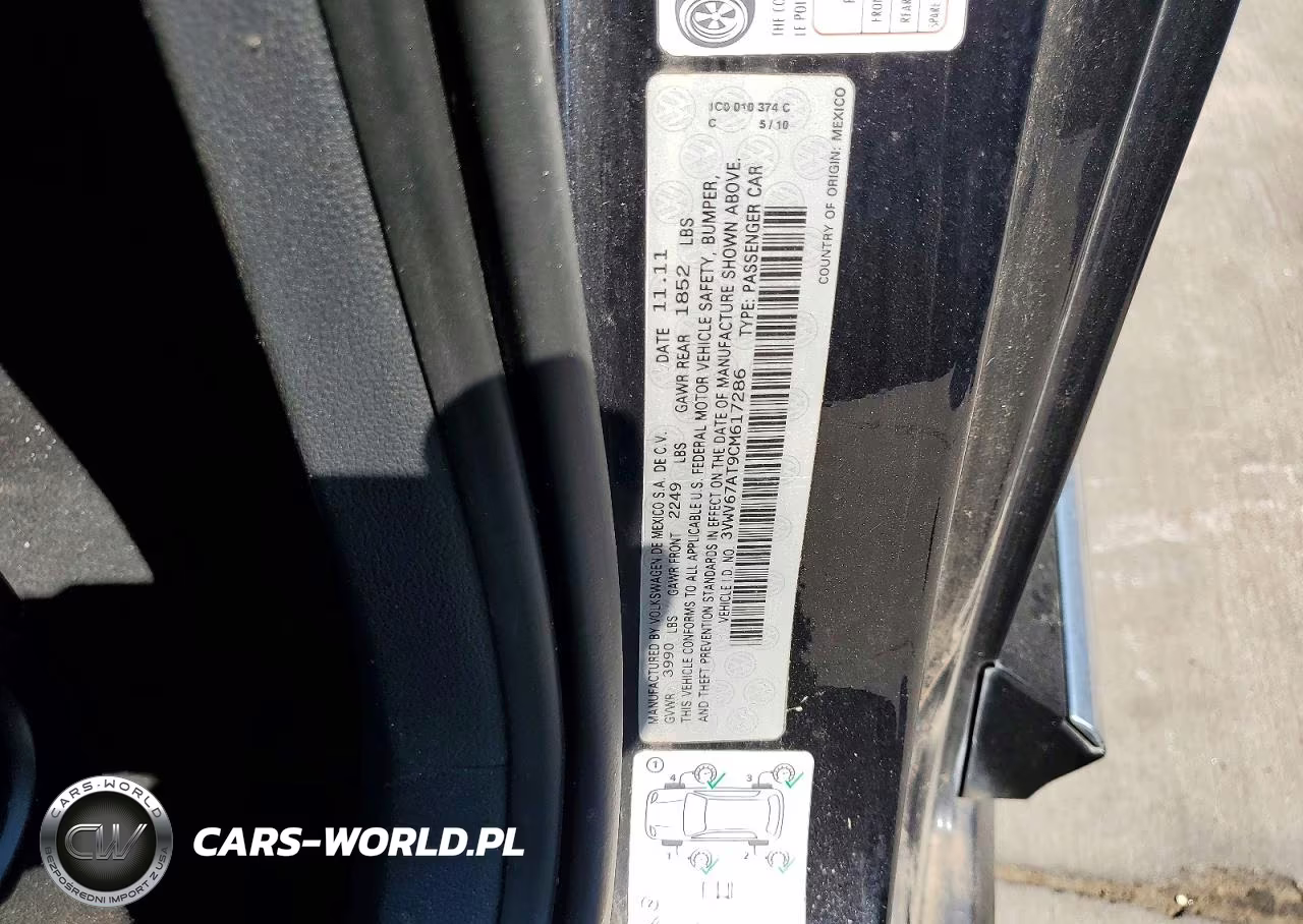 2012 Volkswagen Beetle Turbo VIN:3VWV67AT9CM617286 - 12
