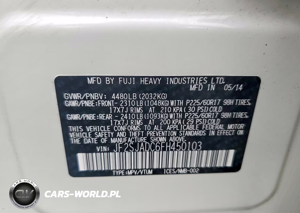 2015 Subaru Forester 2.5I Premium VIN:JF2SJADC6FH450103 - 13