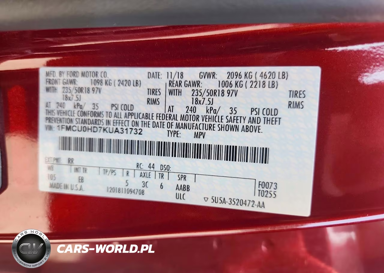 2019 Ford Escape Sel VIN:1FMCU0HD7KUA31732 - 13
