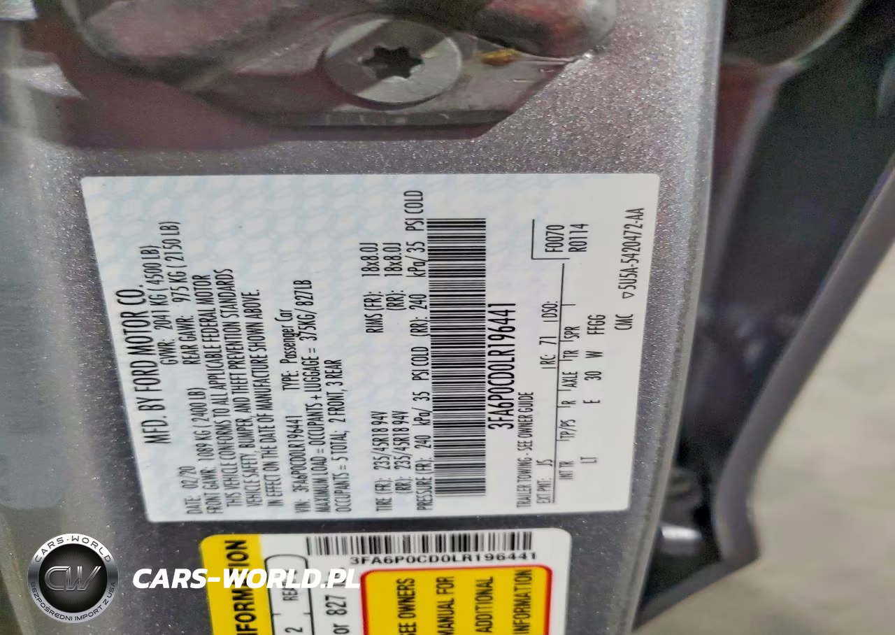 2020 Ford Fusion Sel VIN:3FA6P0CD0LR196441 - 12