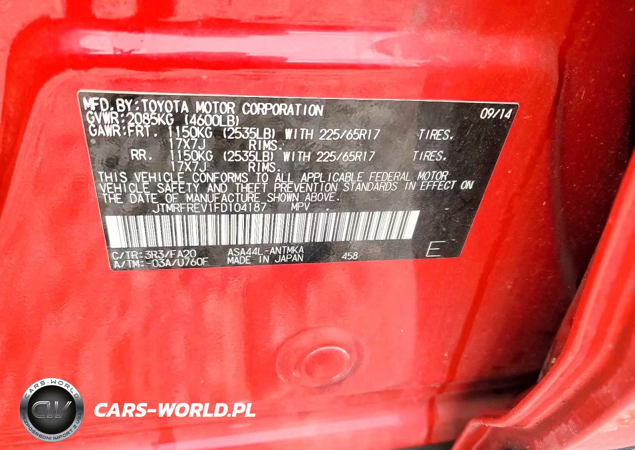 2015 Toyota Rav4 Xle VIN:JTMRFREV1FD104187 - 13