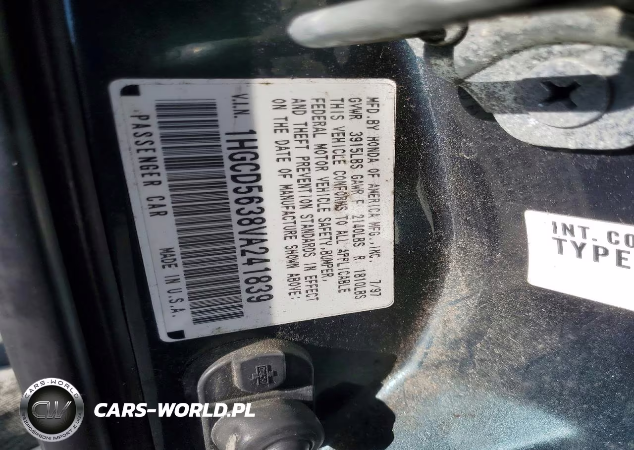 1997 Honda Accord Lx VIN:1HGCD5638VA241839 - 12