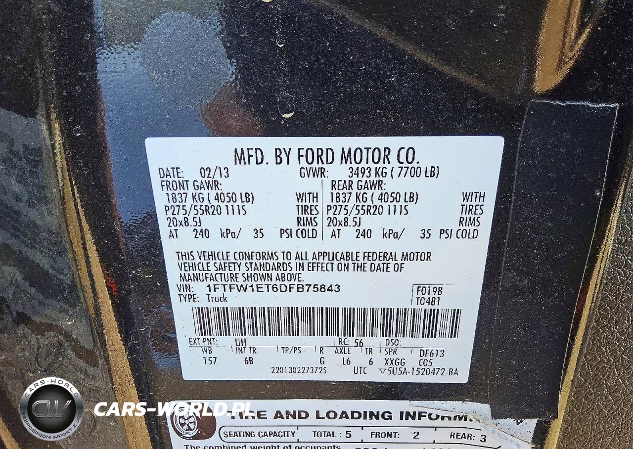 2013 Ford F150 Supercrew VIN:1FTFW1ET6DFB75843 - 12