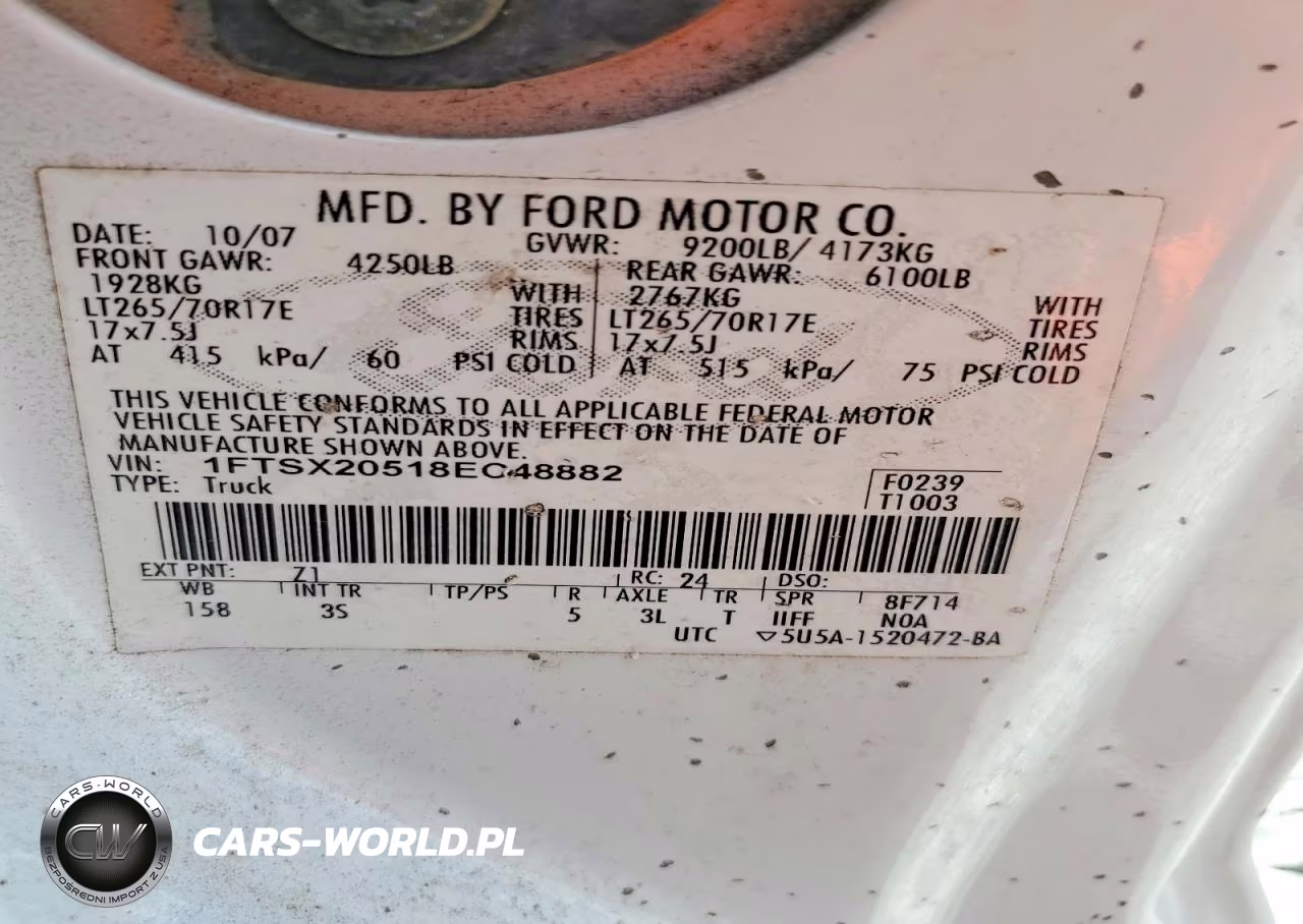 2008 Ford F250 Super Duty VIN:1FTSX20518EC48882 - 12