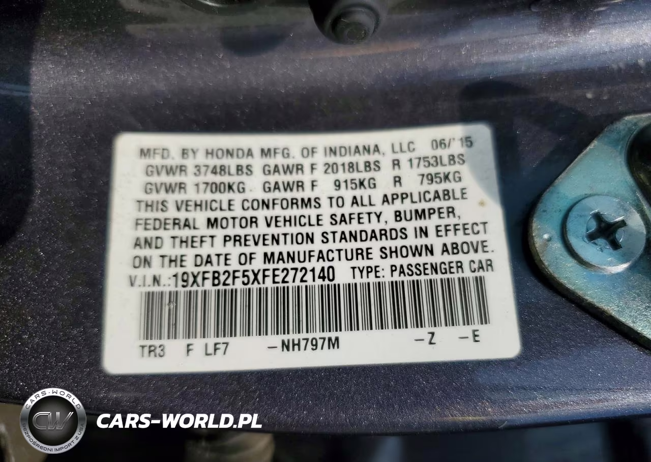 2015 Honda Civic Lx VIN:19XFB2F5XFE272140 - 12