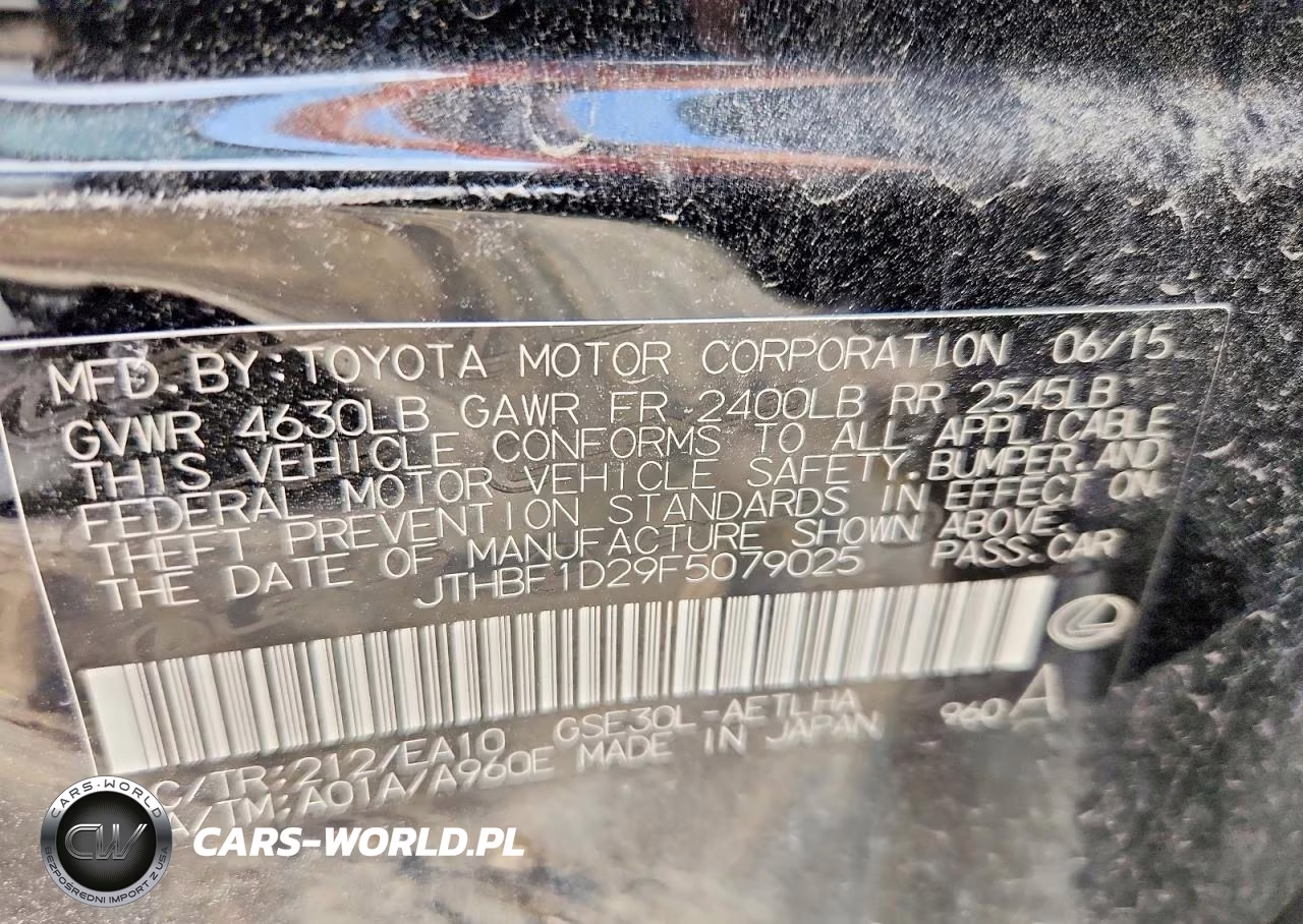 2015 Lexus Is 250 VIN:JTHBF1D29F5079025 - 12