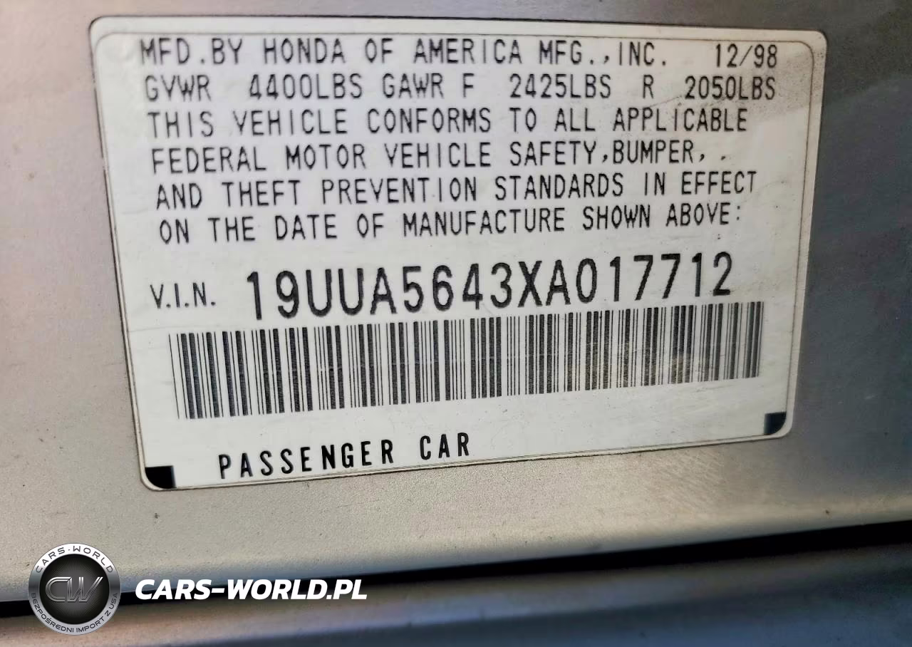 1999 Acura 3.2Tl VIN:19UUA5643XA017712 - 12