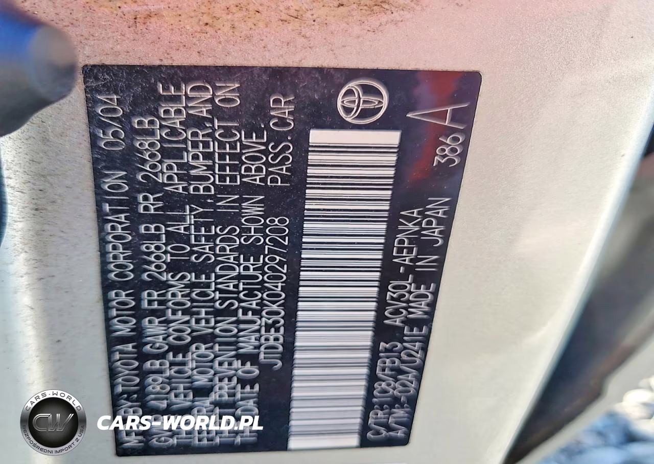 2004 Toyota Camry Standard VIN:JTDBE30K040297208 - 12