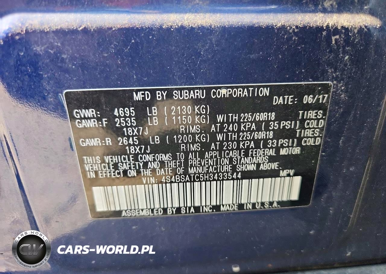 2017 Subaru Outback Touring VIN:4S4BSATC5H3433544 - 14