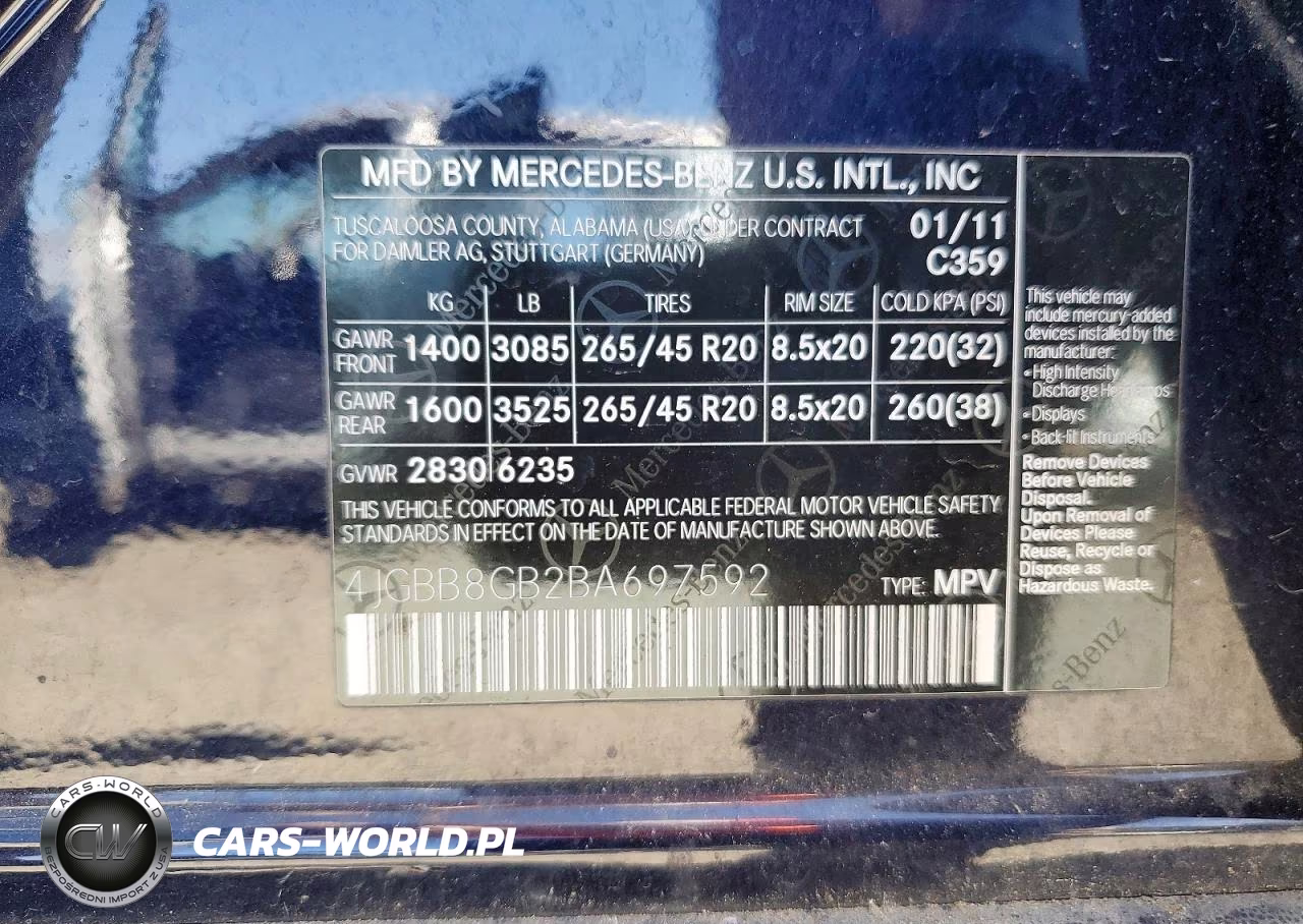 2011 Mercedes-Benz Ml 350 4Matic VIN:4JGBB8GB2BA697592 - 13