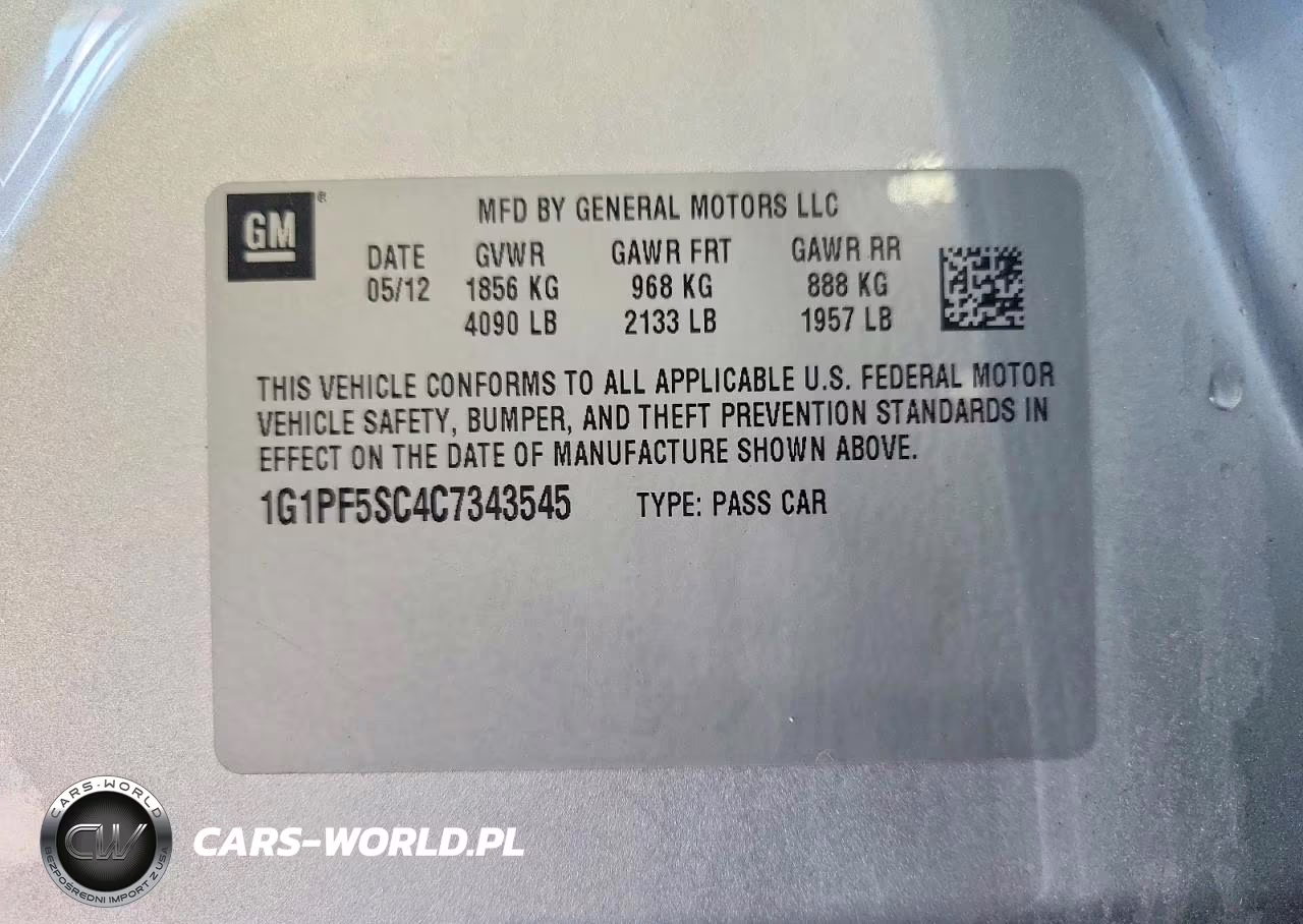 2012 Chevrolet Cruze Lt VIN:1G1PF5SC4C7343545 - 13