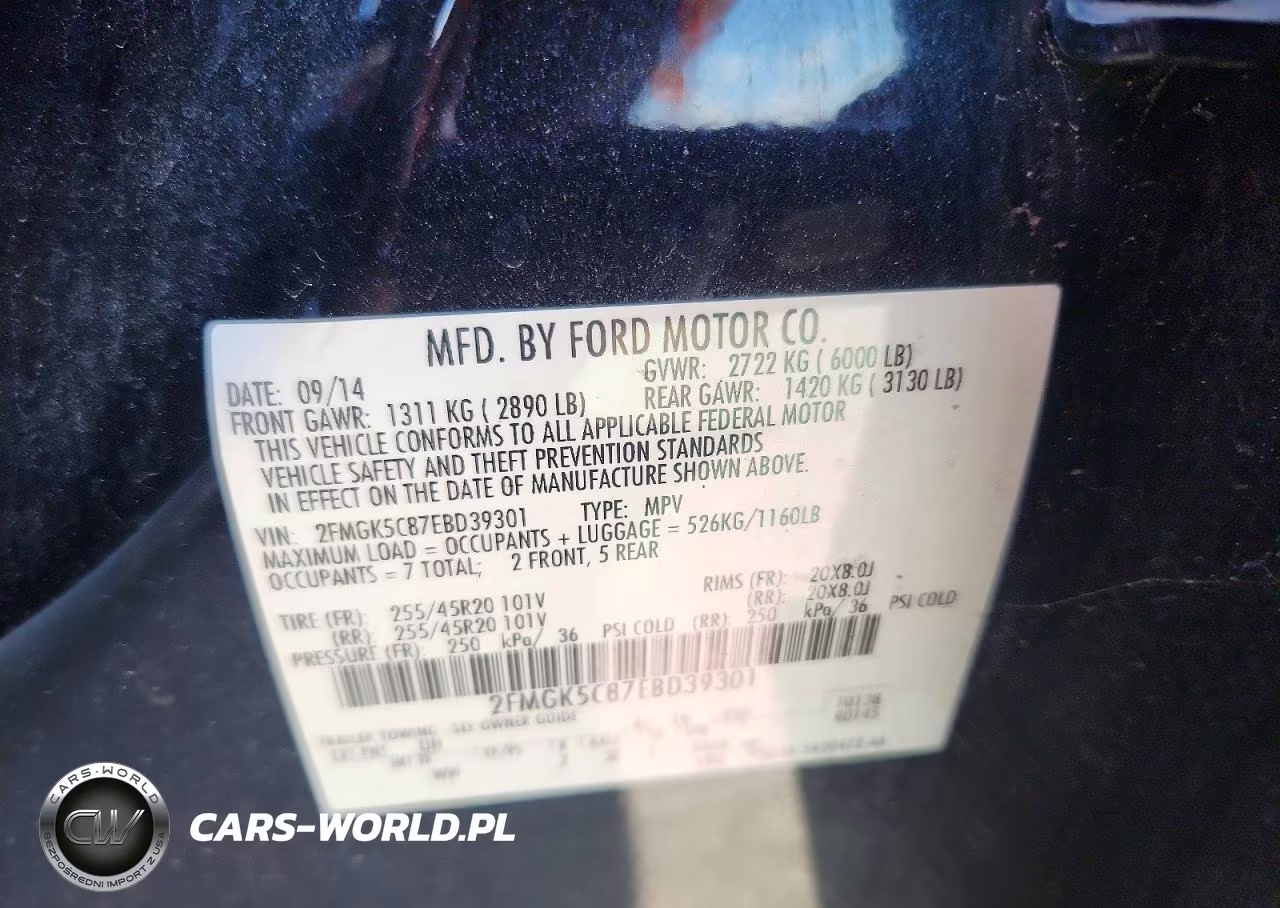 2014 Ford Flex Sel VIN:2FMGK5C87EBD39301 - 13