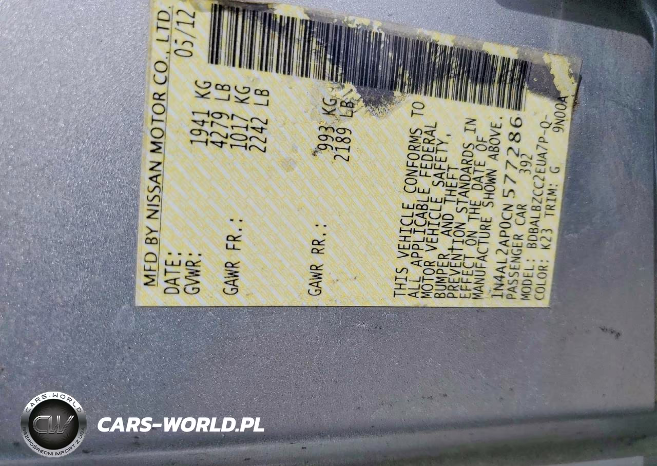 2012 Nissan Altima 2.5 VIN:1N4AL2AP0CN577286 - 13