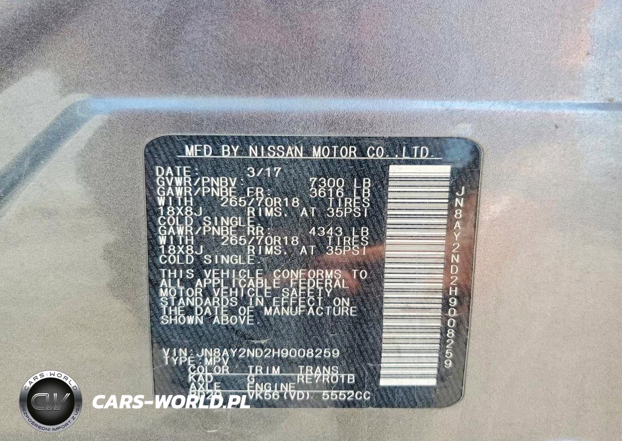 2017 Nissan Armada Sv VIN:JN8AY2ND2H9008259 - 13