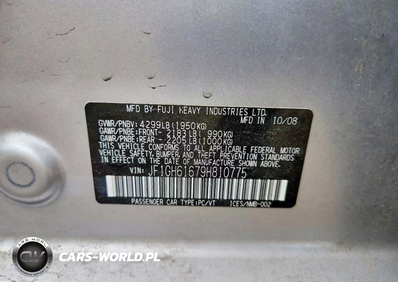 2009 Subaru Impreza 2.5I VIN:JF1GH61679H810775 - 12