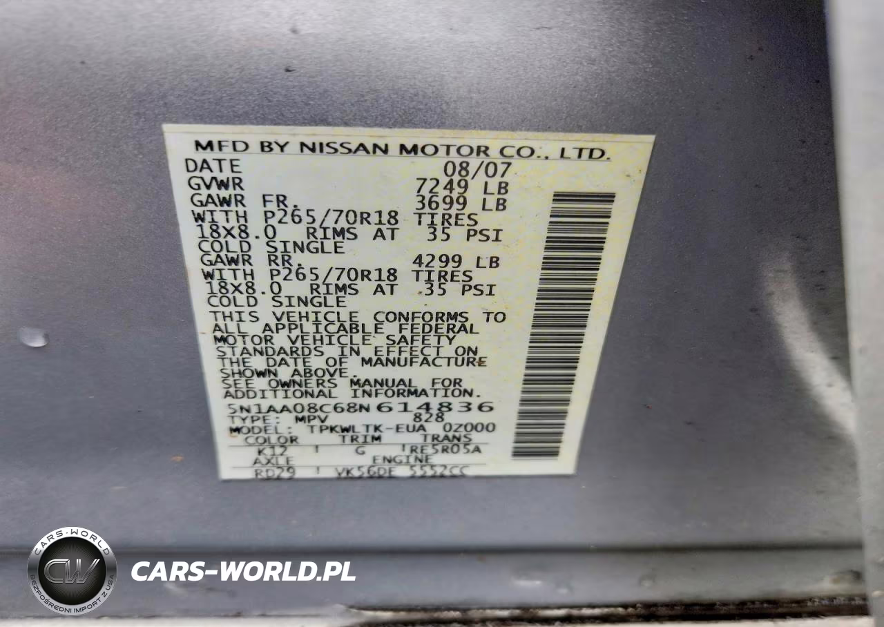 2008 Nissan Armada Se VIN:5N1AA08C68N614836 - 13